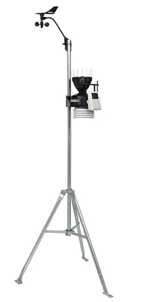 Wireless sensor suite weather station by Davis Instruments on a tripod with meteorological instruments.