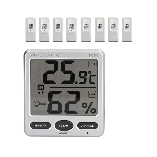 8 channel wireless hygrometer with remote sensors