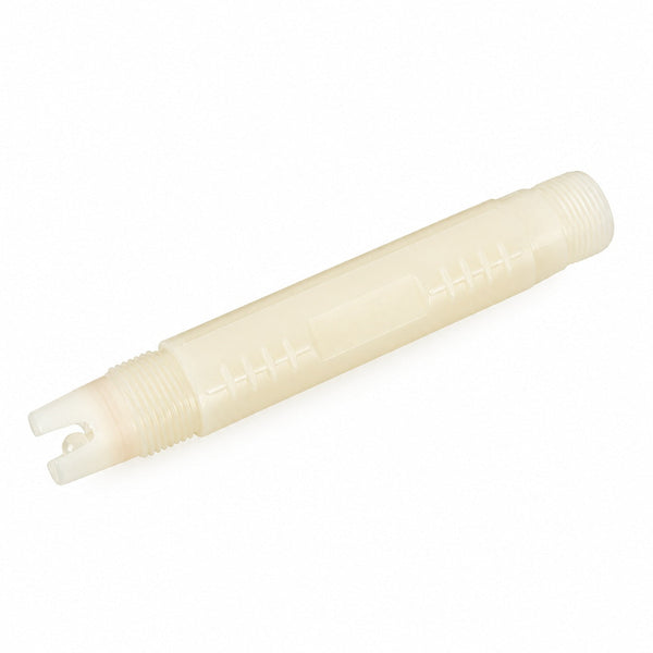Angled view of the unbranded PTFE pH sensor body and electrode guard