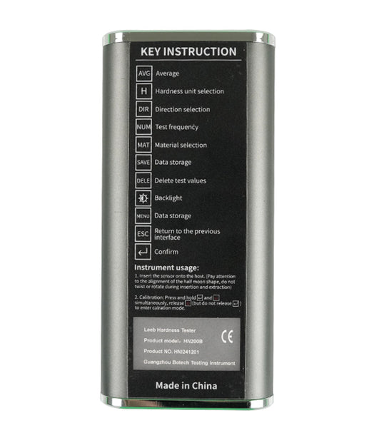 Handheld BRK Leeb hardness tester - Back