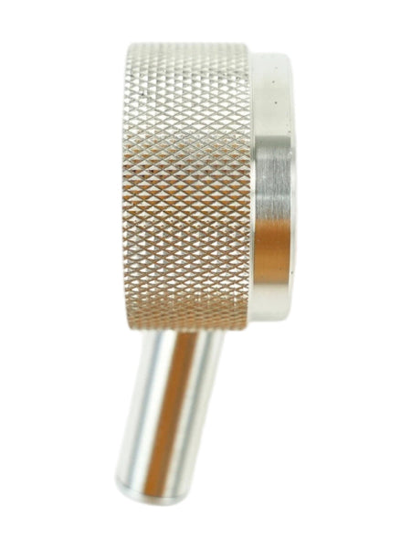 Colored high-temperature probe by BRK with a diamond-knurled grip and smooth shaft, side view.
