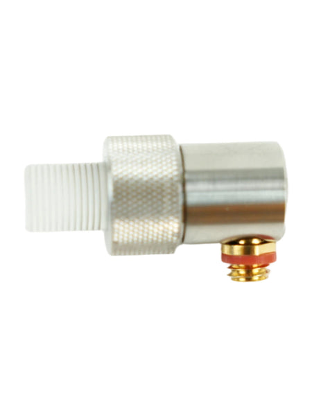 V-15 Probe by BRK with a white threaded end, knurled body, and angled gold and red connector.
