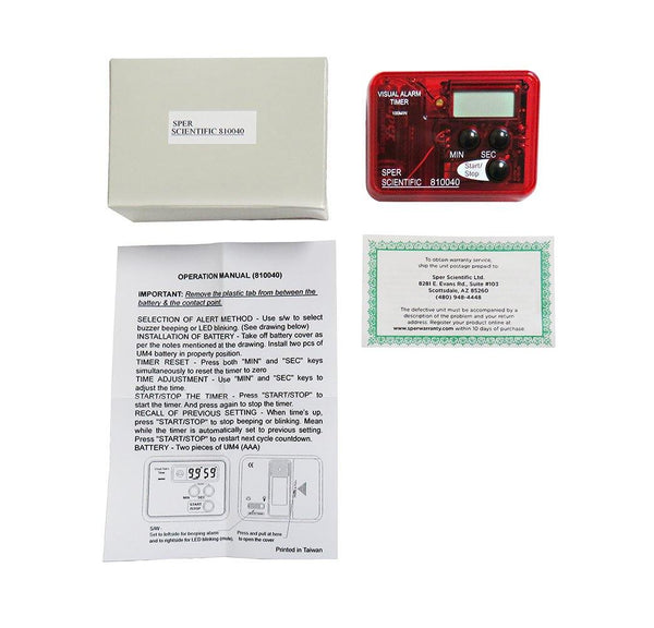 Alarm Timer - 99 Min./99 Hr. - Sper Scientific Direct