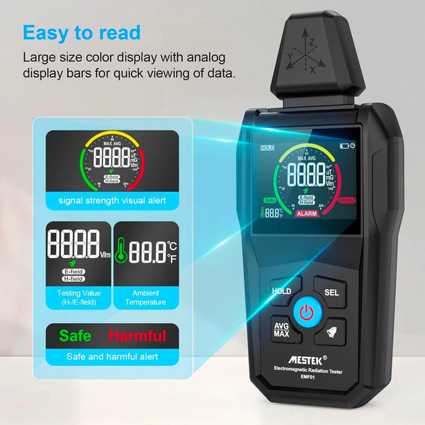 Electromagnetic Radiation Tester Large Color Display