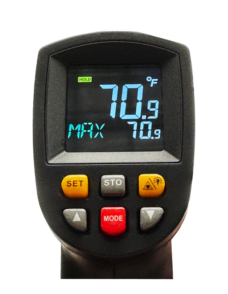 Infrared Non-Contact High Temp Thermometer 12:1 / 1742°F with Color LCD and Laser Sight