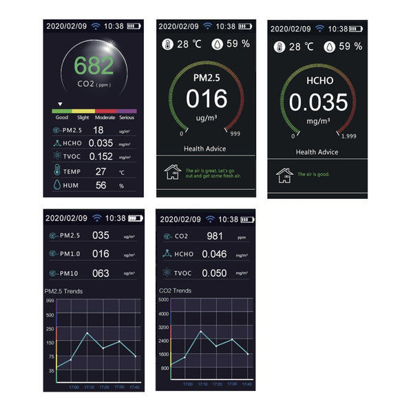 IAQ indoor air quality monitor screenshots