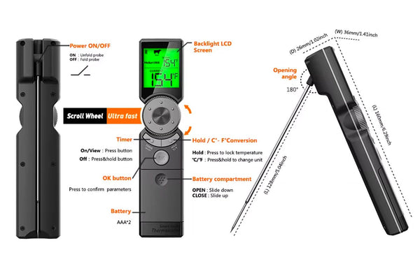 Smart Scrolling Meat Thermometer with Instant Read