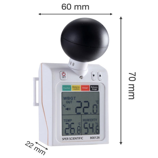 Sper Wearable WBGT Heat Stress Meter - Dimensions